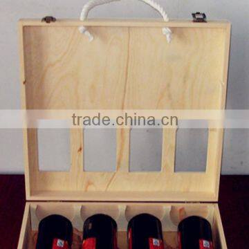 Custom Wooden Wine Box Packing for 4 Wine Bottles photo-6