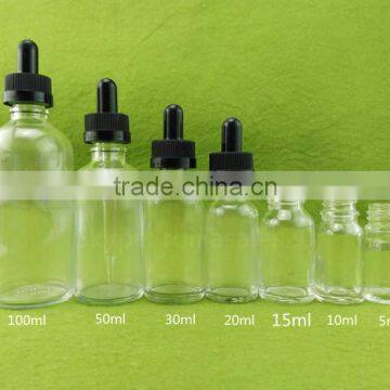 Trade Assurance! wholesale 30ml empty clear glass dropper bottles for vape oil /ejuice packing with childproof cap