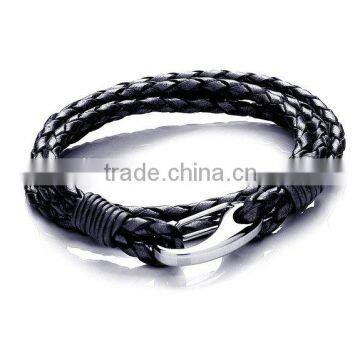 2015 Chinese Big Factory Mens Leather Bracelet Stainless Steel Clasp For Wholesale