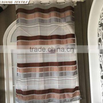 Polyester jacquard yarn-dyed stripe 8 grommets window coffee sheer panels