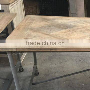 RE-1524 Wood Table With Wheels Vintage Wooden Office Table Quality Choice photo-2