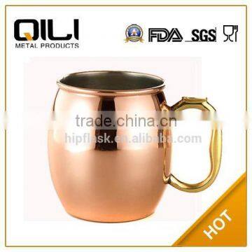 550ml hotsale stainless steel metal copper plated drinking coffee mug