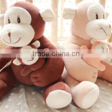 Wholesale Soft Material New Wild Animal Mother and Son Plush Monkey, Plush Monkey Toy