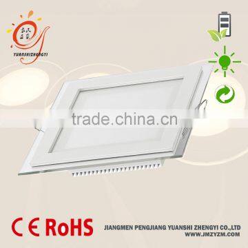 High effieciency long lifespan 12w square led panel light in glass cover indoor used