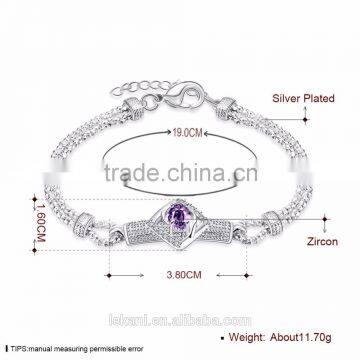 Fashion 925 Silver Plated Circle Thin Chain Bracelets With Crystal