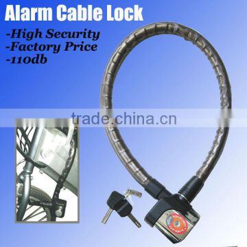 2013 New Waterproof bike alarm cable lock