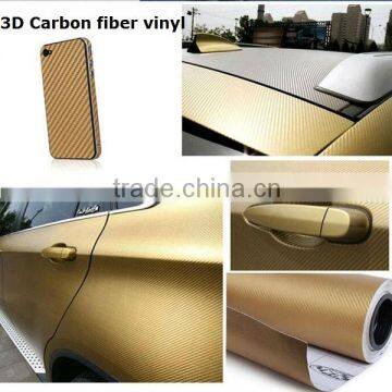 with bubble free or non-bubble free160mic film 3d carbon fiber chrome gold car wrap vinyl