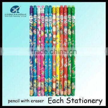 2012 hot sales 7inch HB heat Transfer printing/printed office using pencil with eraser