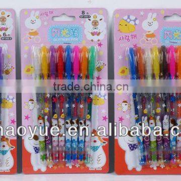 Zhejiang cartoon design 16 colors scented glitter pen