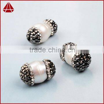 Wholesale natural freshwater pearl beads with rhine stone paved, freshwater pearl jewelry                        
                                                Quality Choice