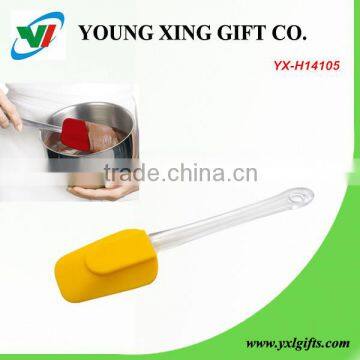 colorful silicone spatula with long transparent handle