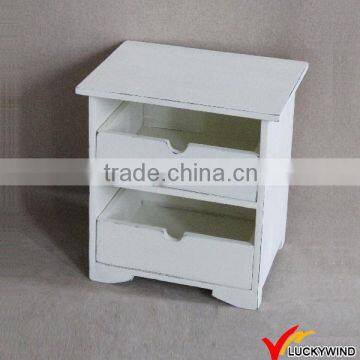 White Wood Shabby 2 Drawers Under Desk Under Table Cabinet