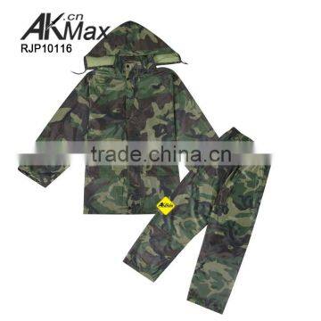 Waterproof Camouflage Raincoat Military PVC Rainsuit Army Suit