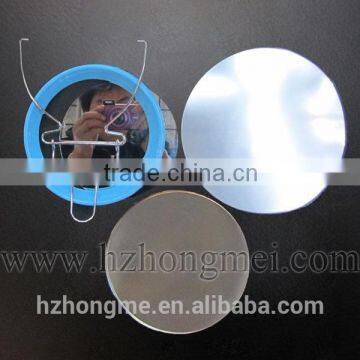 alibaba China 158mm mirror button badge parts with metal stander ,make by big press machine