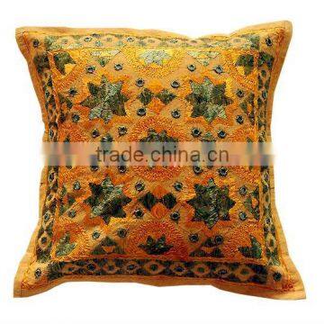 Handmade embroidered mirror work cushion covers