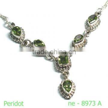 925 Sterling Silver Necklace peridot stone necklace Jaipur silver jewellery