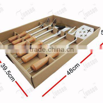 5 Pcs Stainelss Steel BBQ Tool Set With Wooden Handle photo-2