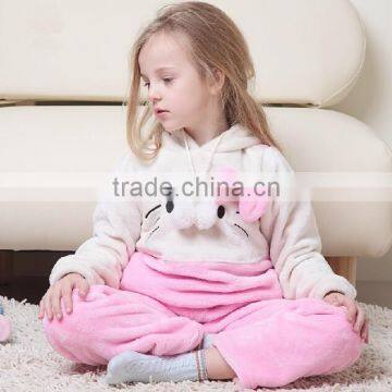 Children Girls 100% Cotton Long Sleeve Pajamas Suit Heavyweight Winter Sleepwear