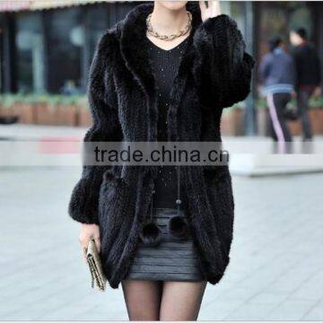 2016 New fashion high quality kintted mink fur coat wholesale