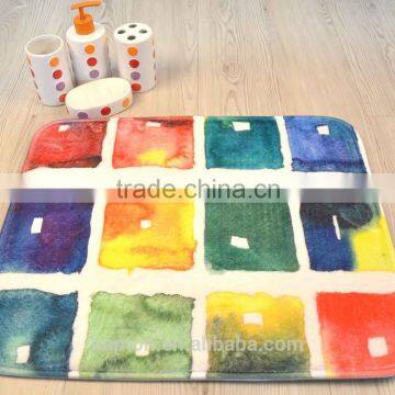 beautiful printed 2pcs set mat with anti-slipping back colourful design memory foam bathmat