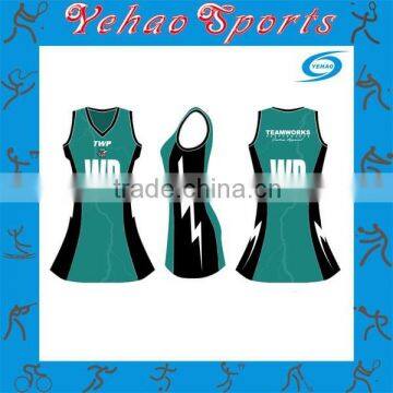 nice green black cheap sublimated netball dress for sale