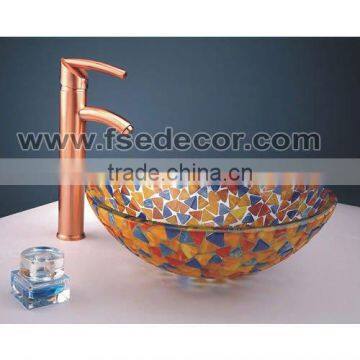 Bathroom glass vessel sink combo set