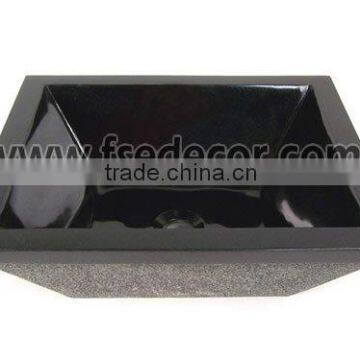 Black Square Granite Stone Trough Sink