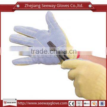 Seeway cut resistant cow leather coated work gloves