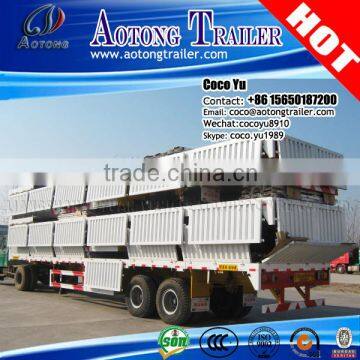 Durable AOTONG Brand flat bed 2 axles 40foot container side wall cargo semi trailer