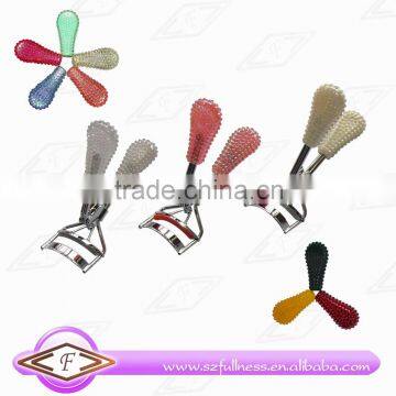 2015 new design professional eyelash curler with plastic handle in full rhinestone shape