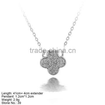 NZZ-S08 Four Leaf Clover 925 Sterling Silver Neckalce with White CZ Stone Latest Women's Silver Necklace