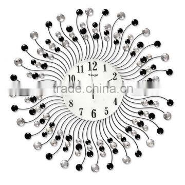 wall Mounted metal wall clock with diamonds