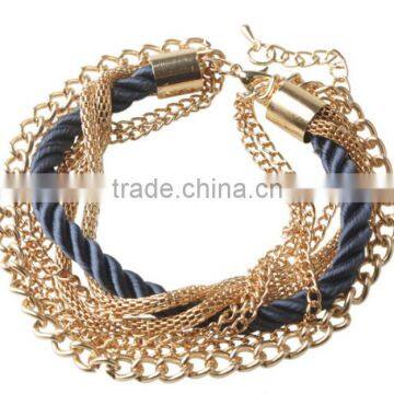 2016 New Design Luxury Jewelry Multilayer Braided Bracelet With Gold Chain