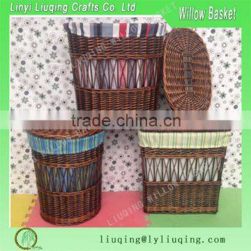 Household Essentials Natural Willow Laundry Split Basket with cover