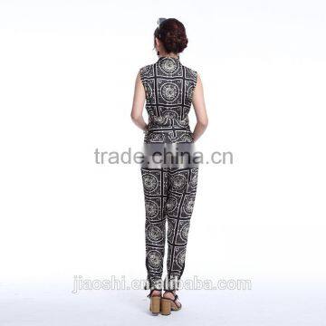 OEM Custom Made Ladies Suit Gray Color Casual Style Sleeveless Women Jumpsuit photo-4