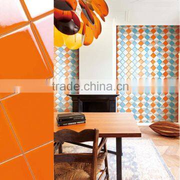 square wall glossy orange color glazed bathroom tiles, foshan indoor 10x10 tile
