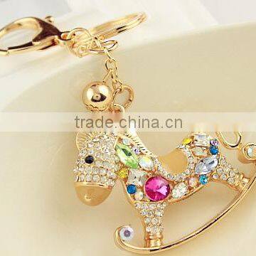 Cool Hobbyhorse Keychain High Grade Fashion Rhinestone Keyring Metal Crystal KeyChains With Ring Holder photo-4