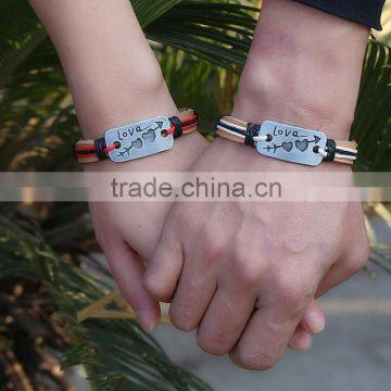Men Bracelet Bradid Leather Punk Bangle Teen Leather Wrap Bracelet