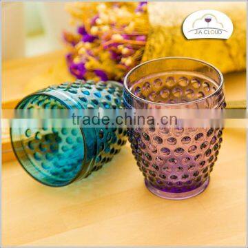 Dots embossed blue cup glass cup