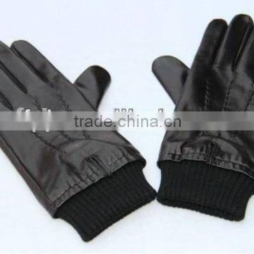 men black tight winter sheepskin leather gloves with knitted