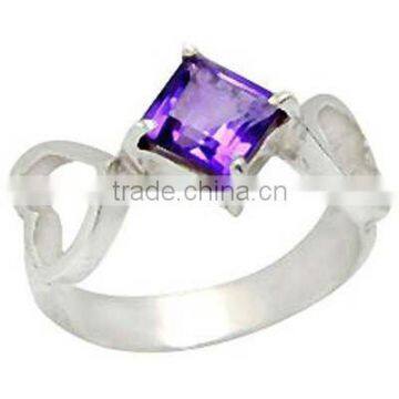 Genuine Gemstone & .925 Sterling Silver Ring Amethyst Jewelry Ring Wholesale Silver Jewelry