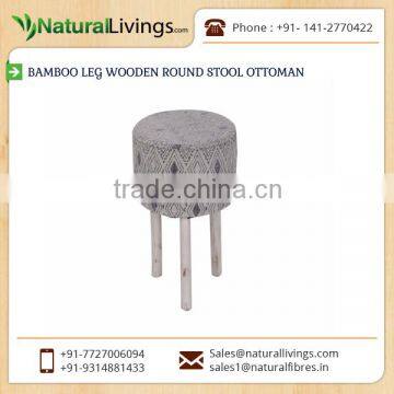 Top Grade Supplier Selling Bamboo Leg Wooden Round Stool Ottoman at Market Price