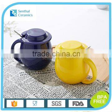 Chaozhou whosesale color glaze drinkware milk mug with handle for vending