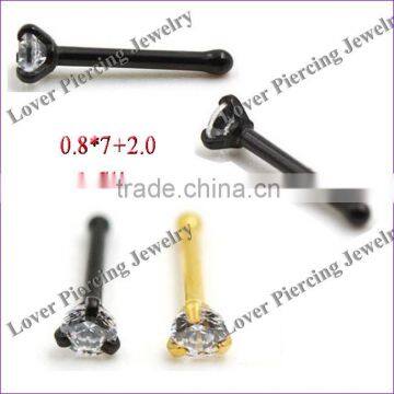 Anodized Color Steel Nose Bone With ZirconPiercing Nose Stud Jewelry [SS-N186]