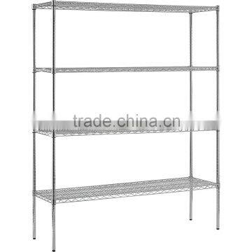 Movable galvanized chrome wire shelving