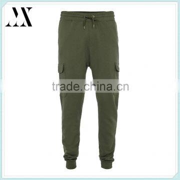 Military style side leg pockets skinny fit cuffed hems khaki joggers