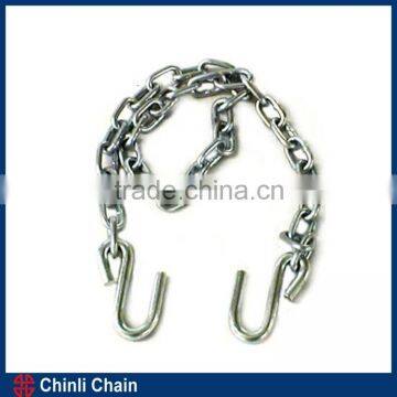 Trailer safety chain with S hooks,USA Standrd chain with hooks,1/4"X 48" size ASTM