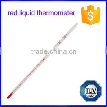 Red liquid glass thermometer