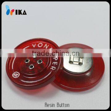 Laser engraved resin buttons with zinc alloy combination