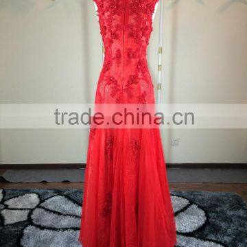 (JBH2016-8) MARRY YOU Real Sample Red Lace Evening Dress 2016 photo-2